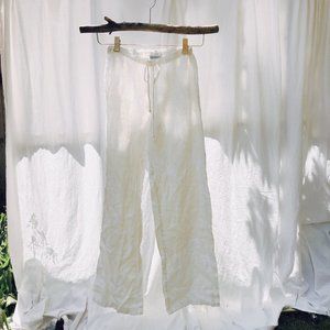 White linen draw string summer pants